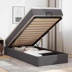 vidaXL Ottoman bed met matras 90x190cm kunstleer grijs