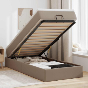vidaXL Ottoman bed met matras 90x200cm kunstleer cappuccinokleurig