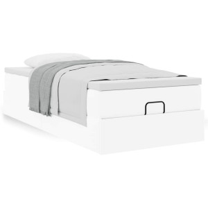 vidaXL Ottoman bed met matras 100x200cm kunstleer wit