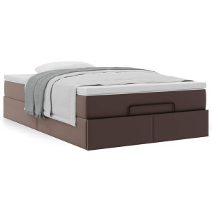 vidaXL Bedframe met matras 120x200cm kunstleer bruin