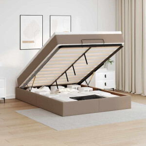 vidaXL Ottoman bed met matras 140x200cm kunstleer cappuccinokleurig