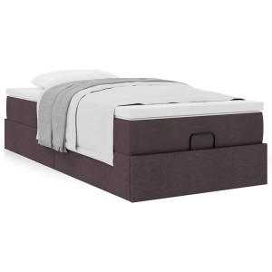 vidaXL Bedframe met matras 80x200cm stof donkerbruin