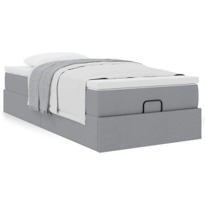 vidaXL Ottoman bed met matras 90x190cm stof lichtgrijs