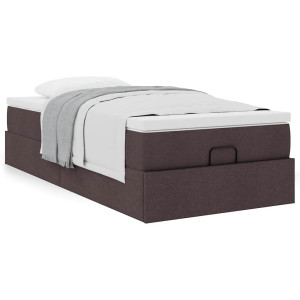 vidaXL Bedframe met matras 90x190cm stof donkerbruin