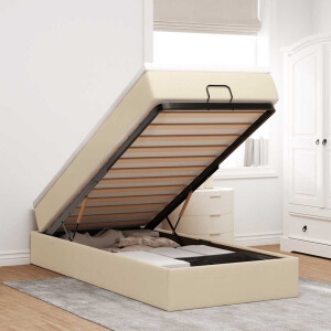 vidaXL Ottoman bed met matras 90x190cm stof crèmekleurig