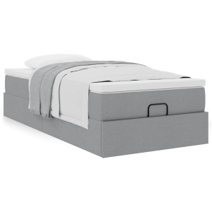 vidaXL Bedframe met matras 90x200cm stof lichtgrijs