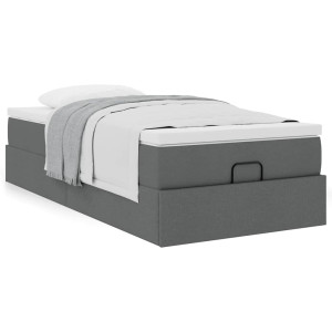 vidaXL Ottoman bed met matras 100x200cm stof donkergrijs