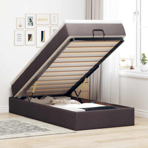 vidaXL Ottoman bed met matras 100x200cm stof donkerbruin