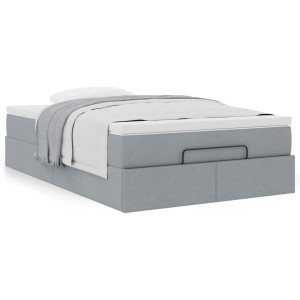 vidaXL Ottoman bed met matras 120x190 cm stof lichtgrijs