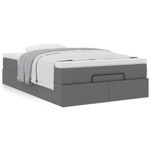 vidaXL Ottoman bed met matras 120x190 cm stof donkergrijs