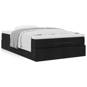 vidaXL Ottoman bed met matras 120x190 cm stof zwart