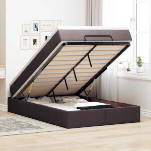 vidaXL Ottoman bed met matras 120x200cm stof donkerbruin