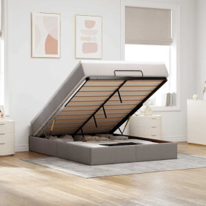 vidaXL Ottoman bed met matras 140x200cm stof taupe