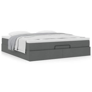 vidaXL Ottoman bed met matras 160x200cm stof donkergrijs