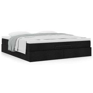 vidaXL Ottoman bed met matras 160x200cm stof zwart