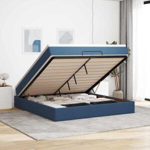 vidaXL Ottoman bed met matras 160x200cm stof blauw