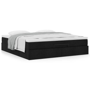 vidaXL Ottoman bed met matras 180x200cm stof zwart