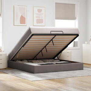 vidaXL Ottoman bed met matras 180x200cm stof taupe