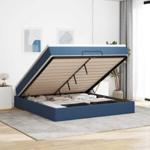 vidaXL Ottoman bed met matras 180x200cm stof blauw