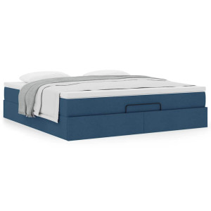 vidaXL Bedframe met matras 180x200cm stof blauw