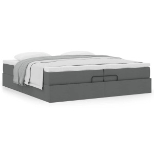 vidaXL Bedframe met matrassen 200x200cm stof donkergrijs