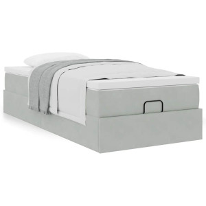 vidaXL Ottoman bed met matras 90x190cm fluweel lichtgrijs