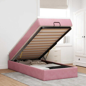 vidaXL Ottoman bed met matras 90x190cm fluweel roze