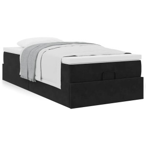 vidaXL Bedframe met matras 90x200cm fluweel zwart