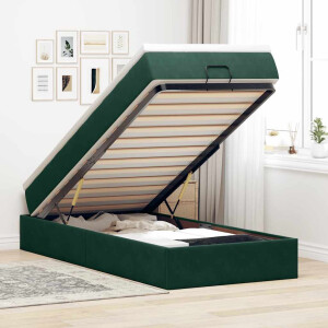 vidaXL Ottoman bed met matras 100x200 cm fluweel donkergroen