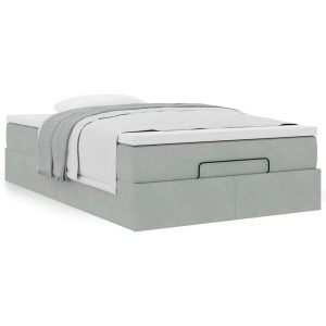 vidaXL Bed poef met matras 120x190 cm fluweel lichtgrijs