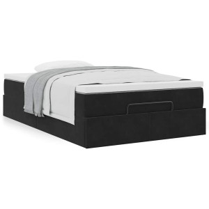 vidaXL Bed poef met matras 120x190 cm fluweel zwart