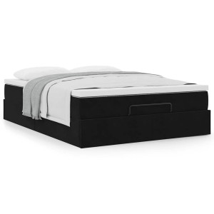 vidaXL Ottoman bed met matras 140x190cm fluweel zwart