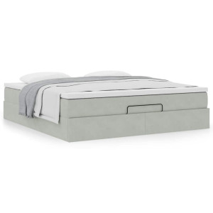vidaXL Ottoman bed met matras 160x200cm fluweel lichtgrijs