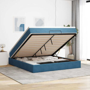 vidaXL Ottoman bed met matras 180x200 cm fluweel donkerblauw