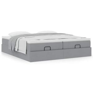 vidaXL Ottoman bed met matrassen 160x200cm stof lichtgrijs
