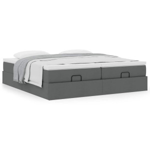 vidaXL Ottoman bed met matrassen 160x200cm stof donkergrijs