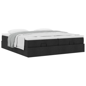 vidaXL Bedframe met matrassen 160x200cm stof zwart