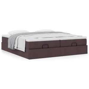 vidaXL Bedframe met matrassen 160x200cm stof donkerbruin