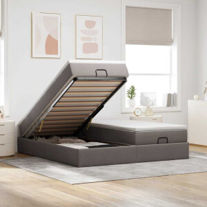 vidaXL Ottoman bed met matrassen 160x200cm stof taupe