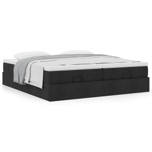 vidaXL Bedframe met matrassen 180x200cm stof zwart