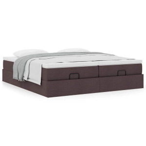 vidaXL Bedframe met matrassen 180x200cm stof donkerbruin
