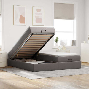 vidaXL Ottoman bed met matrassen 180x200cm stof taupe