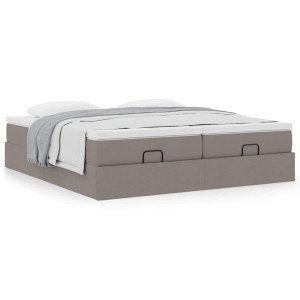 vidaXL Bedframe met matrassen 200x200cm stof taupe