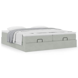 vidaXL Ottoman bed met matrassen 160x200cm fluweel lichtgrijs