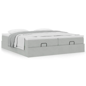 vidaXL Bedframe met matrassen 180x200cm fluweel lichtgrijs