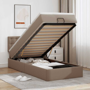 vidaXL Ottomaanse bed met matras 90x200cm kunstleer cappuccinokleurig