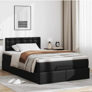 vidaXL Bedframe met matras 120x200cm kunstleer zwart