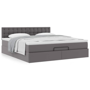 vidaXL Bedframe met matras 180x200cm kunstleer grijs