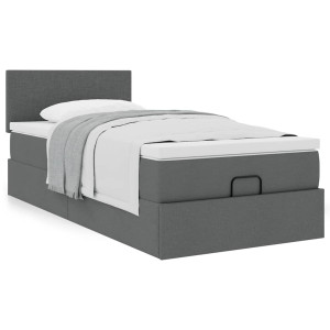 vidaXL Ottoman bed met matras 90x190cm stof donkergrijs