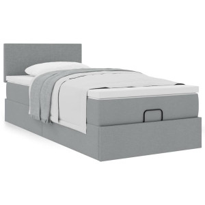vidaXL Bedframe met matras 90x200cm stof lichtgrijs